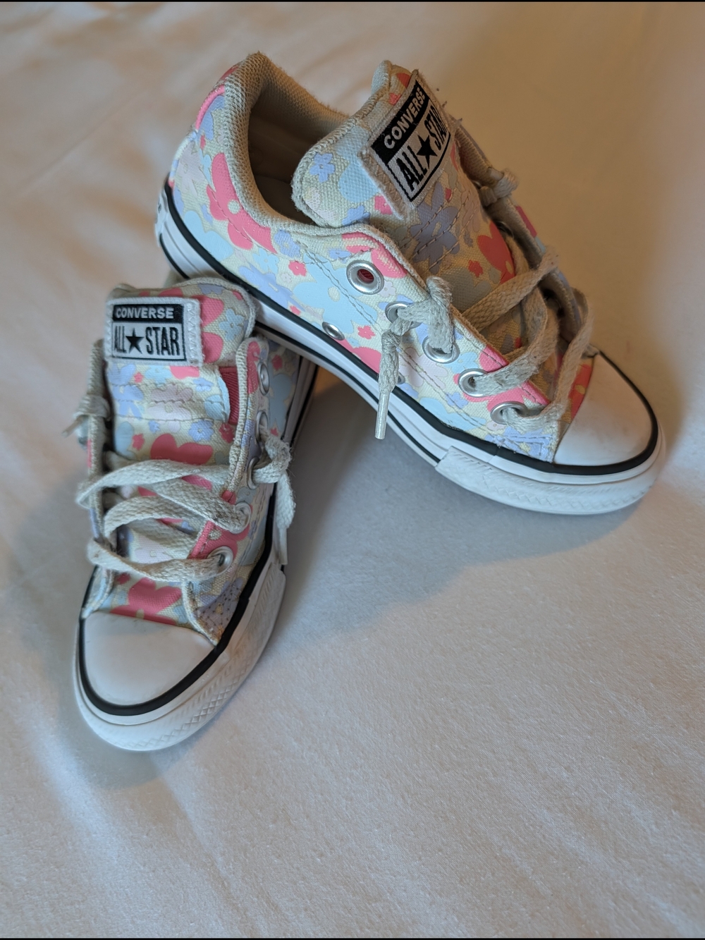 Converse Floral Low Top Sneakers - Pink, Light Blue & Cream